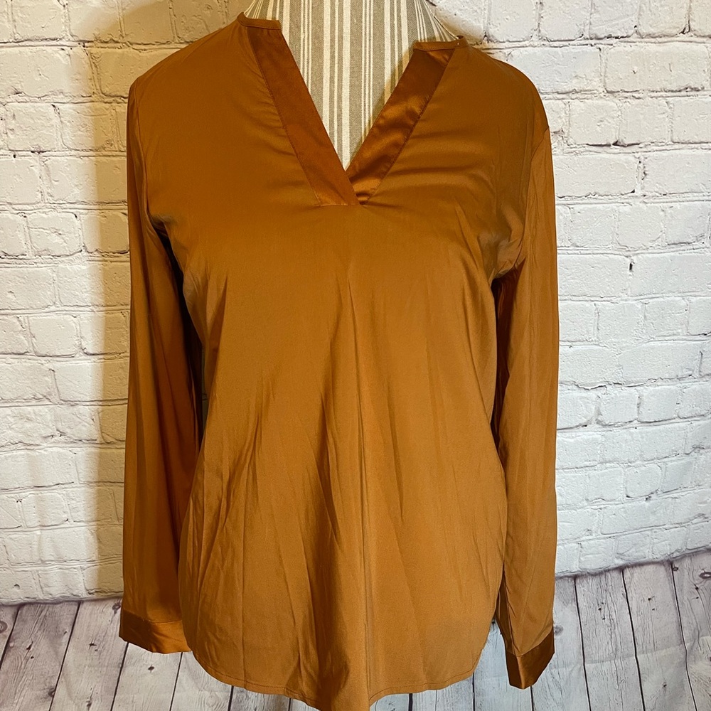 Comma, bronze long sleeve blouse, 36 (M)